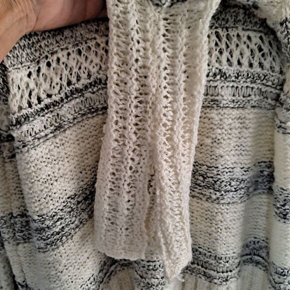 Storia Loose Knit Sweater Gray White Striped Small - Picture 5 of 10